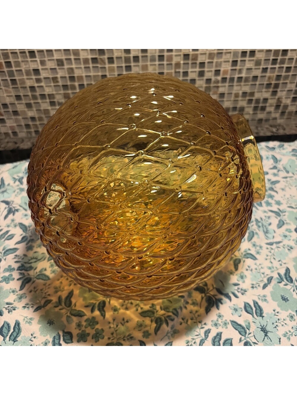 Lamp Shade Vintage Yellow Glass Quilted Large [COPY]